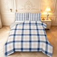 thumbnail image 1 of Manfei Classic Plaid Queen Comforter Set,Geometric Stripes Comforter Sets Queen,Navy Pink White,Light Gray Reversible,3-Piece,1 Comforter and 2 Pillowcases,3-Piece,1 Comforter and 2 Pillowcases, 1 of 7