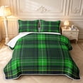 thumbnail image 1 of Manfei Classic Plaid Quilt King,Vintage Check King Coverlet Set,Green,3-Piece,1 Bedspread and 2 Pillowcases, 1 of 7