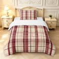 thumbnail image 1 of Manfei Classic Plaid Twin Comforter Sets,Geometric Stripes Bedding Set,Beige Red,Reversible,2pcs,1 Comforter and 1 Pillowcase,2pcs,1 Comforter and 1 Pillowcase, 1 of 7