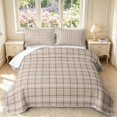 thumbnail image 1 of Manfei Classic Plaid Twin Quilt Set,Vintage Check Twin Coverlet Set,Beige Brown,2-Piece,1 Bedspread and 1 Pillowcase, 1 of 7
