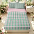 thumbnail image 1 of Manfei Classic Plaid Zipper Full Size Comforter Sets with Fitted Sheet and 2 Pillowcases,Vintage Checkered Zipper Bedding Set,Pink Green,Pink Reversible,4pcs, 1 of 8