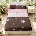 thumbnail image 1 of Manfei Classic Plaid Zipper Twin Comforter Sets with Fitted Sheet and 2 Pillowcases,Lovely Stars Zipper Bedding Set,Pink,Pink Reversible,4pcs, 1 of 8