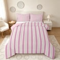 thumbnail image 1 of Manfei Classic Stripe Full Size Comforter Sets,Modern Geometric Bedding Comforter Set, Blush Pink White, Pink Reversible 3 Pieces, 1 Comforter and 2 Pillowcases, 1 of 6