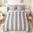thumbnail image 1 of Manfei Classic Stripe Queen Bedding,Modern Geometric Bedding Comforter Set Queen, Green Pink, Pink Reversible 7pcs, 1 of 6