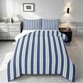 thumbnail image 1 of Manfei Classic Stripe Queen Comforter Set,Modern Geometric Comforter Sets Queen, Navy Green White, Reversible 3-Piece, 1 Comforter and 2 Pillowcases, 1 of 6