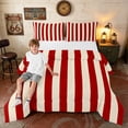 thumbnail image 1 of Manfei Classic Stripe Queen Comforter Set, Red Beige Comforter Sets Queen, Red Cream, Reversible 3-Piece, 1 Comforter and 2 Pillowcases, 1 of 6