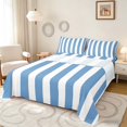 thumbnail image 1 of Manfei Classic Stripe Queen Sheets,Modern Geometric Queen Sheet Sets, Blue White, Reversible 4 Pieces1 Flat Sheet + 1 Fitted Sheet + 2 Pillowcases, 1 of 6