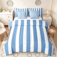 thumbnail image 1 of Manfei Classic Stripe Twin Bedding,Modern Geometric Bedding Comforter Set, Blue White, Reversible 7-Piece, 1 of 6