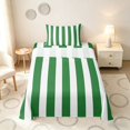 thumbnail image 1 of Manfei Classic Stripe Twin Sheets,Modern Geometric Bedding, Green White, Reversible 3-Piece1 Flat Sheet + 1 Fitted Sheet + 1 Pillowcase, 1 of 6