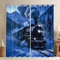 thumbnail image 1 of Manfei Classic Train Blackout Curtains Set of 2 (52x84 Each),Snowy Mountain Curtain,Blue, 1 of 7