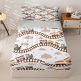 thumbnail image 1 of Manfei Classic Train Zipper Twin Comforter Sets with Fitted Sheet and 2 Pillowcases,Brown Railroads Tracks Zipper Bedding Set,Light Gray Reversible,4pcs, 1 of 8