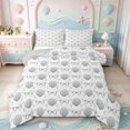 thumbnail image 1 of Manfei Coastal Style Ocean Shell King Size Comforter Sets,Cartoon Princess Bowknot Comforters King Size,Light Gray Reversible,3-Piece,1 Comforter and 2 Pillowcases, 1 of 7