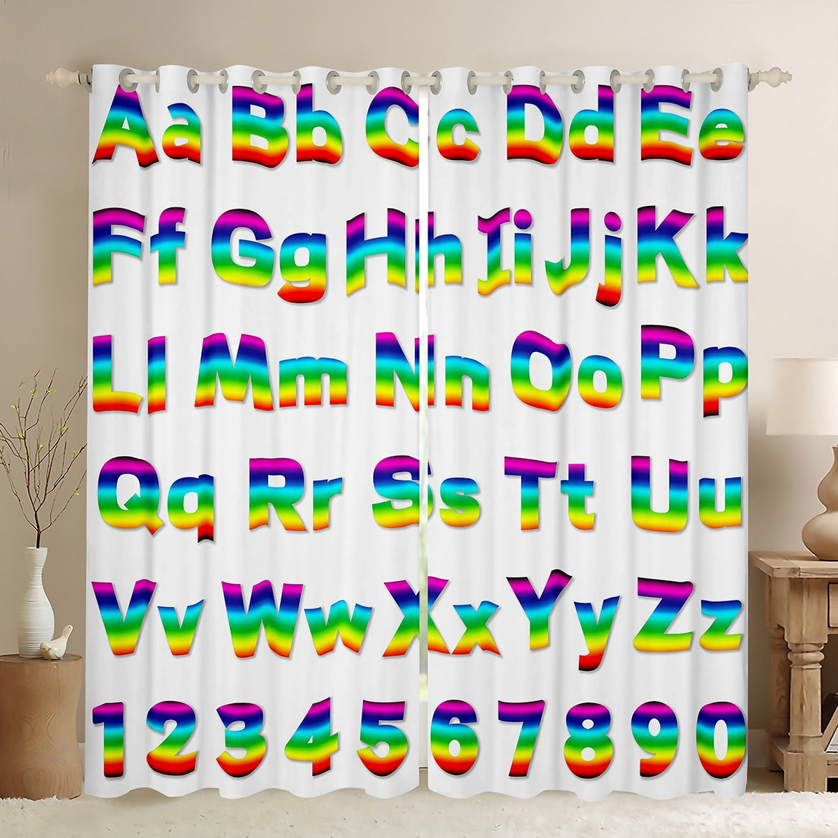 Manfei Colorful Abc Alphabet Black Out Curtains,Kids Learning Curtains ...