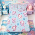 thumbnail image 1 of Manfei Colorful Axolotl Fitted Sheet Queen,Pastel Animal Bedding,3 Pieces,1 Fitted Sheet and 2 Pillowcases, 1 of 6