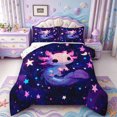 thumbnail image 1 of Manfei Colorful Axolotl Full Size Comforter Sets,Watercolor Animals Pattern Bedding Comforter Set,Colorful Stars Reversible,3 Pieces,1 Comforter and 2 Pillowcases, 1 of 7
