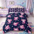 thumbnail image 1 of Manfei Colorful Axolotl Queen Comforter Set,Watercolor Amphibian Comforter Sets Queen,Navy Blue Reversible,3pcs,1 Comforter and 2 Pillowcases, 1 of 7