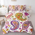 thumbnail image 1 of Manfei Colorful bohemian Paisley 7-Piece Bedding Comforter Set,Boho Style Floral King Bedding Sets,Pink Green White Bed Sheets For Women Women,Breathable Home Decor Reversible, 1 of 8