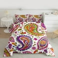 thumbnail image 1 of Manfei Colorful bohemian Paisley Queen Comforter Set,Boho Style Floral Bedding Sets,Pink Green White Bedding Comforter Set For Women Women,Breathable Home Decor Reversible,3-Piece, 1 of 8