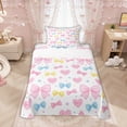 thumbnail image 1 of Manfei Colorful Bow Love Heart Twin Sheet Sets for Girls, Cute Ribbon Bedding, 3pcs, 1 of 5