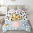 thumbnail image 1 of Manfei Colorful Butterfly 7 Pieces Bedding Comforter Set,Floral Sunflower Full Bedding Set Lightweight,Cow Print Fitted Sheet Flat Sheet,Lightweight Cartoon Room Decoration,Reversible, 1 of 7