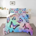 thumbnail image 1 of Manfei Colorful Butterfly Full Size Comforter Sets,Wild Animal Bedding Comforter Set,Pink Cyan Purple Bedding Sets For Girls,Breathable Home Decor,3 Pieces, 1 of 7