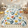 thumbnail image 1 of Manfei Colorful Cartoon Floral Full Size Comforter Sets,Rustic Flower Bedding Comforter Set,White Green Orange Bedding Sets For Children,Super Cozy Room Decor Reversible,3 Pieces, 1 of 9