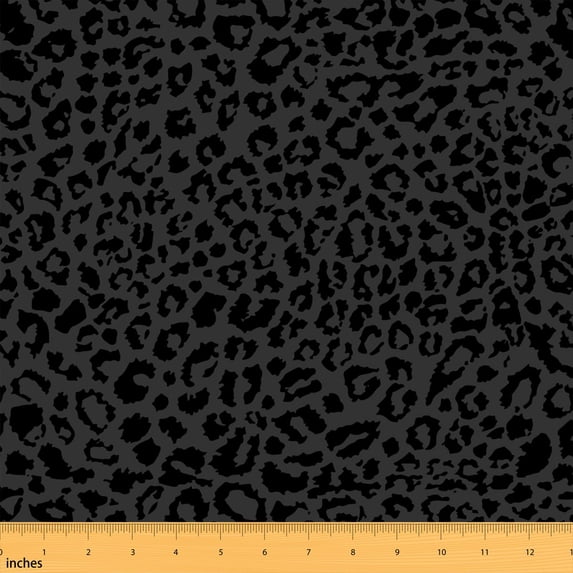 Manfei Colorful Cheetah Printed Fabric by the Yard 1 Yard, Chic Wildlife Home Decor Fabric by the Yard, Dark Gray Black