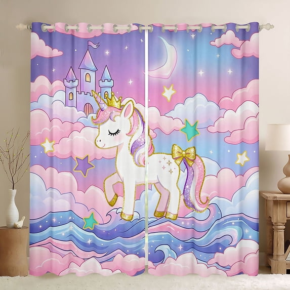 Manfei Colorful Clouds Blackout Curtains Set of 2 (52x84 Each),Dreamy Unicorn Curtain