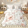 thumbnail image 1 of Manfei Colorful Country Floral 7 Pieces Bedding Comforter Set,Rustic Natural Plant Full Bedding Set,White Pink Fitted Sheet Flat Sheet For Girls Kids,Super Cozy Room Decor Reversible, 1 of 9