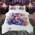 thumbnail image 1 of Manfei Colorful Cute Dragon Full Size Comforter Sets,Cartoon Animal Bedding Comforter Set,Retro Watercolor Flowers Bedding Sets For Boys Kids,Luxury Bedroom Decor Reversible,3-Piece, 1 of 8