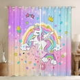 thumbnail image 1 of Manfei Colorful Cute Unicorn Black Out Curtains,Cartoon Rainbow Stars Curtains Pack of 2 (42x63 Each),Sweet Doughnut Ice Cream Bedroom Curtains For Girls Kids,Ultra Soft Home Decor, 1 of 6