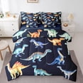 thumbnail image 1 of Manfei Colorful dinosaur 7 Pieces Bedding Comforter Set,Vintage Wild Animal Full Bedding Set,Orange Blue Black Fitted Sheet Flat Sheet For Boys,Super Cozy Room Decor Reversible, 1 of 7