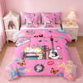 thumbnail image 1 of Manfei Colorful Electric Guitar Twin Bedding Sets 7-Piece,Cute Pet Cat Bedding Comforter Set,Butterfly Electronic Keyboard Sheet Sets For Girls,Microfiber Bedroom Decor,Reversible, 1 of 8