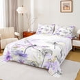 thumbnail image 1 of Manfei Colorful Flower Dandelion Twin Sheet Sets,Wild Rustic Dragonfly Twin Fitted Sheet,Purple White Flat Sheet For Teens,Super Cozy Room Decor,3-Piece, 1 of 7