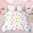 thumbnail image 1 of Manfei Colorful Flower Floral 7 Pieces Bedding Comforter Set,Cute Cartoon Daisy Full Bedding Set,Orange White Blue Fitted Sheet Flat Sheet For Kids,Super Cozy Room Decor Reversible, 1 of 7