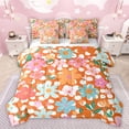 thumbnail image 1 of Manfei Colorful Flowers Bedding Comforter Set 7-Piece for Teens Adults,Orange Polka Dots King Bedding Sets,Chic Floral Blossoms Ultra Soft Bed Sheets,Lightweight Room Decor,Reversible, 1 of 8
