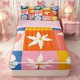thumbnail image 1 of Manfei Colorful Flowers Zipper Twin Comforter Sets with Fitted Sheet and 2 Pillowcases,Abstract Vintage Floral Plaid Zipper Bedding Set,Reversible, 1 of 7