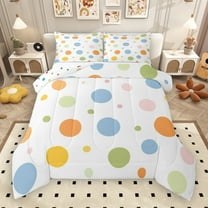 Manfei Colorful Geometric Spot Bedding Comforter Set,Minimalist Geometric Aesthetic Twin Comforter Sets,Circle Circular Bedding Set For Teens Girl,Luxury Bedroom Decor Reversible,2-Piece