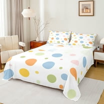 Manfei Colorful Geometric Spot Twin Sheet Set (3-Piece) Minimalist Circle Luxury Decor For Teens Girls