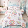 thumbnail image 1 of Manfei Colorful Gradient Bow Full Size Comforter Sets,Rainbow Conch Stars Bedding Comforter Set,Pink Reversible,3pcs,1 Comforter and 2 Pillowcases, 1 of 7