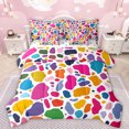 thumbnail image 1 of Manfei Colorful Graffiti 7-Piece Bedding Comforter Set,Modern Geometric Pattern King Bedding Sets,Watercolor Print Bed Sheets For Girls Kids,Microfiber Bedroom Decor Reversible, 1 of 8