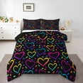 thumbnail image 1 of Manfei Colorful Heart Print Queen Comforter Set,Rainbow Loves Pattern Bedding Sets,Pink Blue Black Bedding Comforter Set For Child,Luxury Bedroom Decor Reversible,3-Piece, 1 of 8