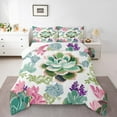 thumbnail image 1 of Manfei Colorful Lotus King Size Comforter Sets,Natural Flower Floral Bedding Comforter Set,Green Pink White Bedding Set For Children,Super Cozy Room Decor Reversible,3 Pieces, 1 of 8