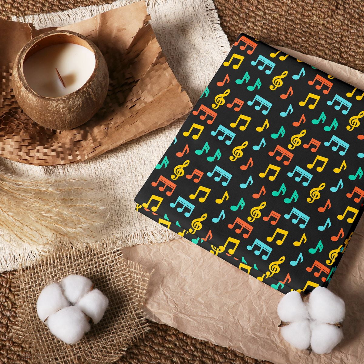 Musical Notes Simple Colorfull Manfei Colorful Music Note 100% Cotton Fabric 3 Yards, Bold Clef Room ...