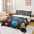 thumbnail image 1 of Manfei Colorful Planet Full Size Sheets,Oil Painting Aesthetic Bed Sheets,Cartoon Stars Print Sheet Sets For Boys Kids,Microfiber Bedroom Decor,4 Pieces, 1 of 7