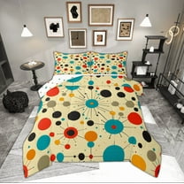 Manfei Colorful Polka Dot Bedding Comforter Set, Mid Century Minimalism Twin Comforter Sets, Vintage Abstract Reversible Bedding Set, Super Cozy Room Decor, 2-Piece