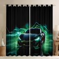 thumbnail image 1 of Manfei Colorful Racing Car Black Out Curtains,Speed Game Curtains Pack of 2 (42x63 Each),Green Black Vehicle Bedroom Curtains For Kids,Breathable Home Decor, 1 of 6