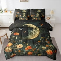 Manfei Colorful Rustic Flower 7-Piece Twin Bedding Sets,Cute Butterfly Bedding Comforter Set,Natural Plant Sheet Sets For Men Women,Ultra Soft Home Decor Reversible