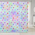 thumbnail image 1 of Manfei Colorful Stars Shower Curtain 72Wx78L,Cute Cartoon Theme Bath Curtain,Teal Purple, 1 of 5