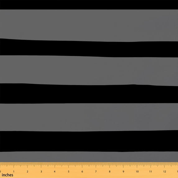Manfei Colorful Stripe Fabric by the Yard 5 Yards, Geometric Fabric for Sewing, Gray Black